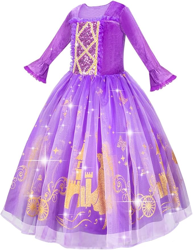 Meland Princess Dress Up for Girls, Dress Up Clothes for Halloween Costumes, Birthday Gift for Toddlers Aged 3-10 Years Old