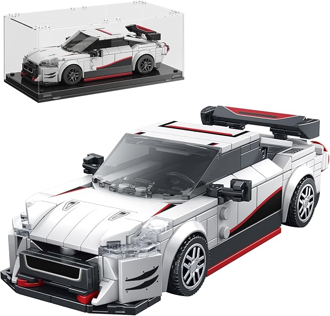 Super Sports Car Building Block Set with Display Case, Speed Race Cars Building Toys, Collectible Model Cars Kits Gift for Boys Girls Adults Technic Car Lovers Kids 6+ (317PCS)