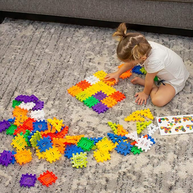 Waffle Blocks STEM Building Toys for Kids Ages 4-8, Large Kids Building Blocks with Toy Storage Container – Kindergarten Toys Preschool manipulatives Toddler Toys