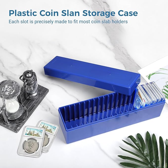 3-Pack Coin Slab Storage Boxes - 20-Slot Plastic Cases for 60 Coins, Compatible with PCGS NGC PMG Holders