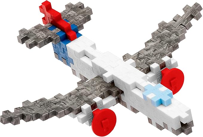 Plus Plus Vehicle Building Block Kit, 3D Puzzle Stem Toy for Kids, 70 Interlocking Pieces - Airplane Mini Maker Tube