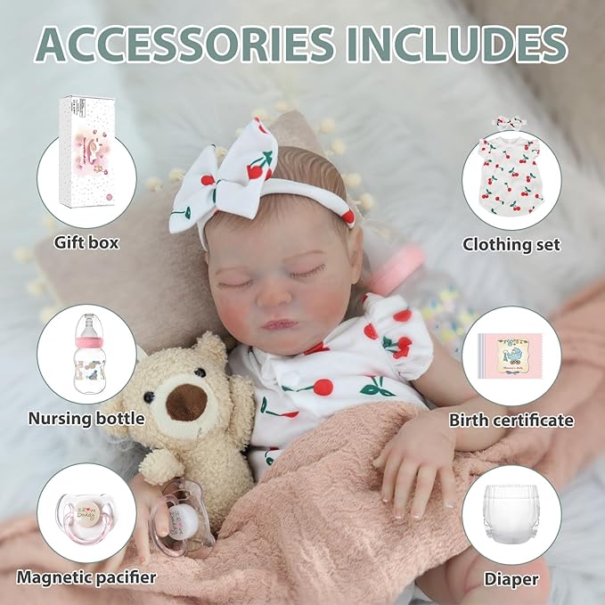 Realistic Reborn Baby Dolls - 20 Inch Real Life Newborn Baby Laura, Lifelike Girl Baby Doll with Gift Box, Sleeping Weighted Baby Doll with Advanced Painted for Kids Age 3+ Gift