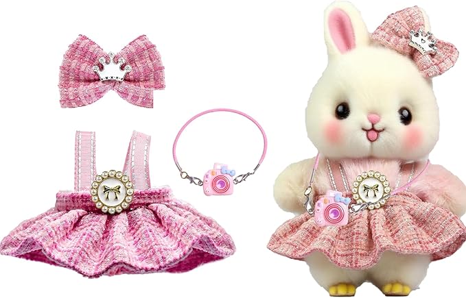 Clothes for 17cm Doll,Outfit for Doll,Dress and Hairpin Set for Dolls Dress Up,Accessories for 17cm Dolls (Style-C)