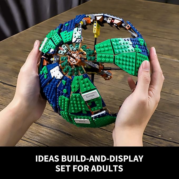 Ideas The Globe Mini Building Set for Adults,2514 Pcs Build Home Decor World map Spinning Globe Gifts for who Love Travel and Geography,New 2023