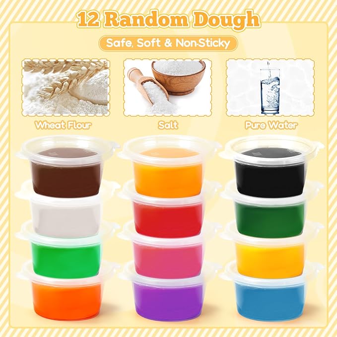 59 PCS 3 in 1 Dough Sets for Kids Ages 3-4-8, Art Crafts Dough Tools Kit, Ice Cream Playset Noodle Hamburger Maker Machine, Kitchen Creations Food Play Toys Toddlers Boys Girls