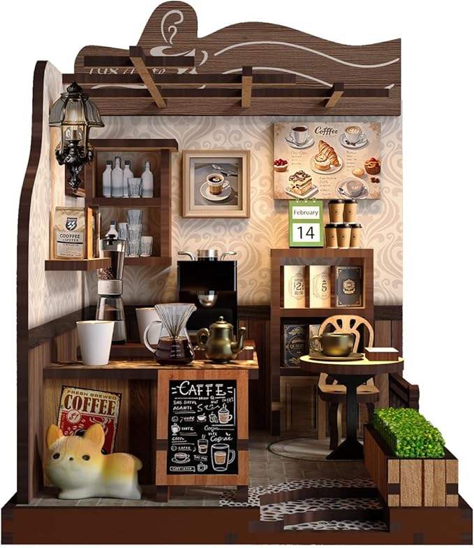 Book Nook Kit for Adults, 3D Wooden Miniature DIY House Craft Kit Book Nook Decor Bookshelf Insert Diorama Birthday Gift