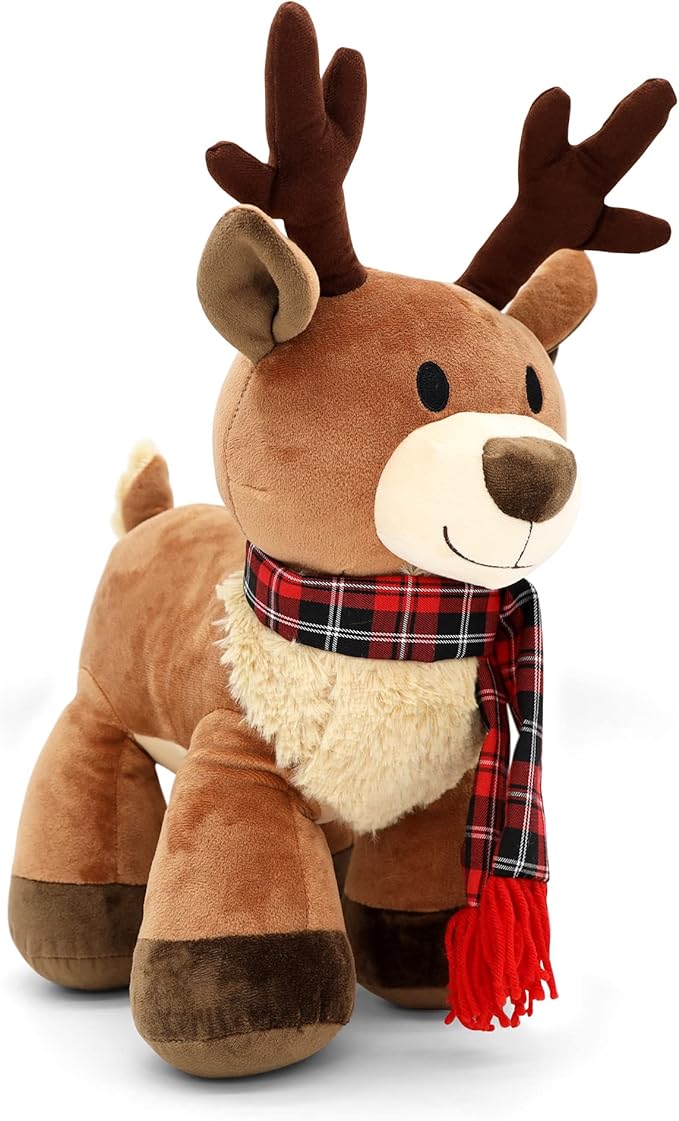Plush Reindeer Stuffed Animal - Holiday Deer Characters with Antlers Toy for Girl, Boy, Baby, and Toddler - Christmas Decor Animals - Randall, 14 Inch