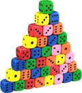 36 Pieces Foam Dice Colorful Cubes Block of Dice with Number Dots for Boy Girl Over 3+, Building, Educational Toys, Math Teaching, Pastime, Party Favors and Classroom Supplies