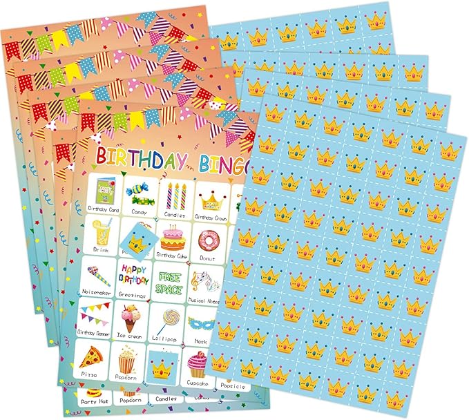 Fancy Land Birthday Bingo Game 24 Players for Kids Birthday Party Games for Kids Supplies