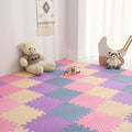 Foam Play Mat for Baby, EVA Non-Toxic Interlocking Floor Mats, Solid Colored Foam Puzzled Floor Mats, Baby Play Mat Exercise Mats, 16 Tiles(Beige/Pink/Purple/Gray Blue)