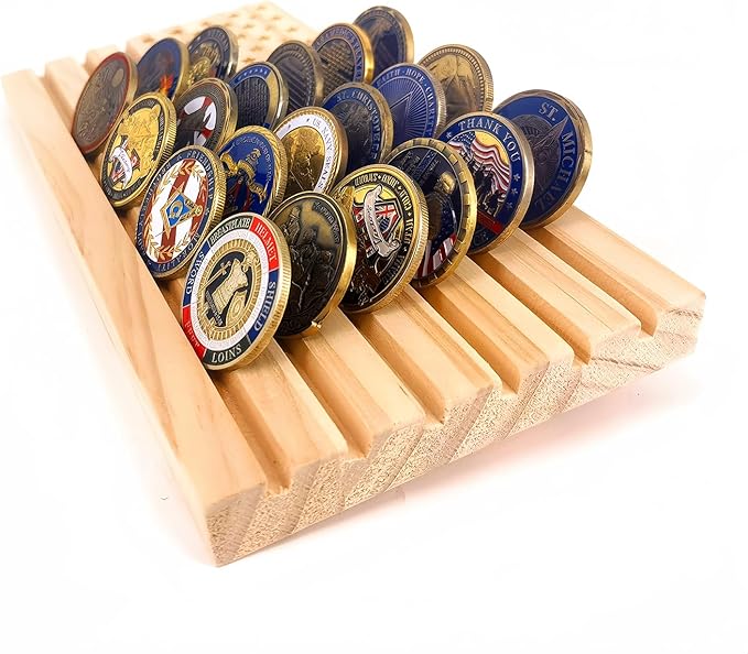American Flag Solid Wood Military Challenge Coin Display Stand Coin Display Case