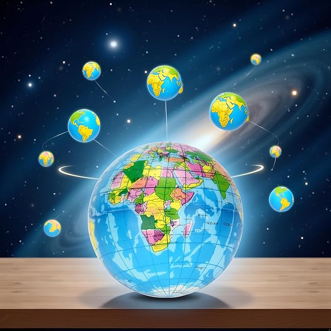 Blue Squishy Squeeze ,World Map Globe Palm Ball Slow Rising Stress Relief Birthday Xmas Gifts Xmas Stocking Fillers Party Bag Gifts (7.6CM),Novelty and Gag