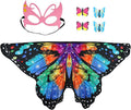 Butterfly Costume for Girls Fairy Wings Kids 4 Pcs(Cape,Skirts,Masks,Hair Clips) Butterfly Wings for Halloween Gifts