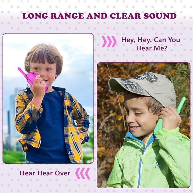 Walkie Talkies for Kids Rechargeable 2 Pack, Providing 48hrs Working Time and Long Range of 3KMs, Best Gift for Kids Aged 3-12 Years