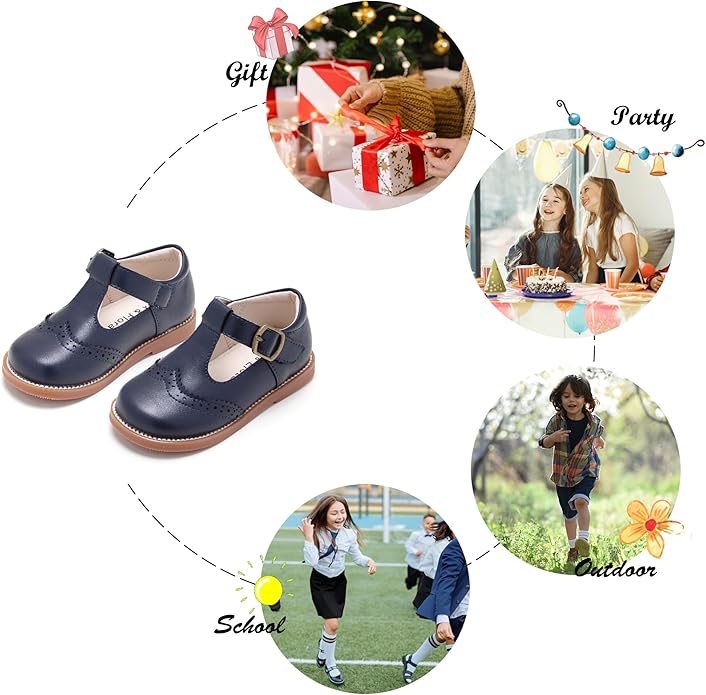 Felix & Flora Toddler Little Girl Mary Jane Dress Shoes - Ballet Flats for Girl Party School Shoes