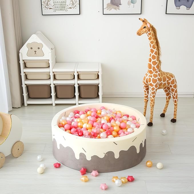 GOGOSO Ball Pit Balls for Toddlers Phthalate-Free BPA-Free Non-Toxic Crush Proof Soft Plastic Play Balls Baby Kids Shape Tent Pool Playhouse Playpen Party Decor,Creamy Pink Pearl Gold Clear,200PCS