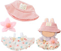 17cm Doll Clothes | Fashion Kawaii Chic Style Set for Dolls | 3-Piece Outfit with Pink Hat, Floral Decor, Pink Floral Print Dress (NO Doll)