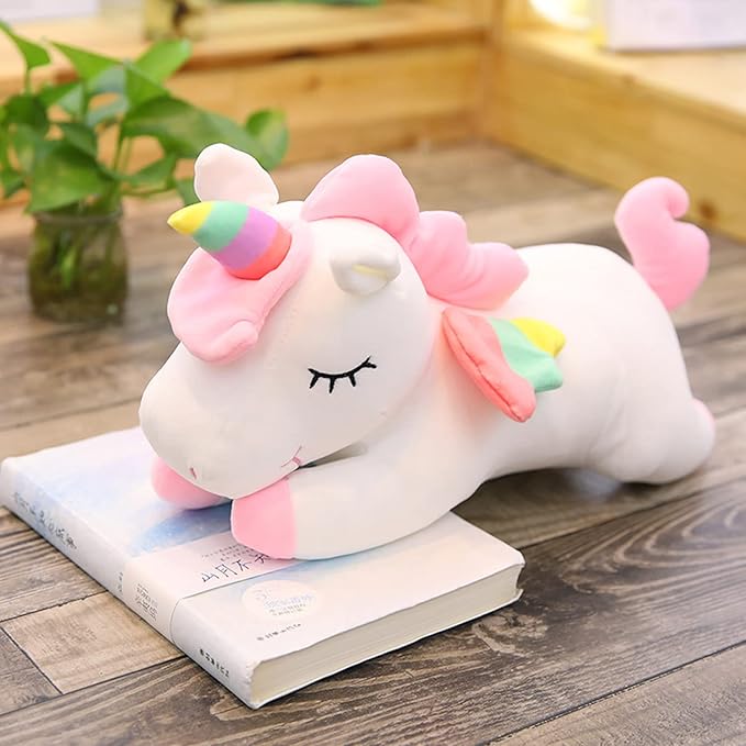 Unicorn Stuffed Animals, Soft Unicorn Plush Hugging Pillow Toy Gifts for Kids (White, 12 in)