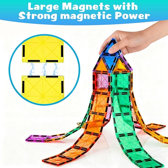 32PCS Jumbo Magnetic Tiles Set | Extra-Large STEM Building Blocks for Kids 3 to 99 Years | Choke-Proof Design with Super Strong Magnets