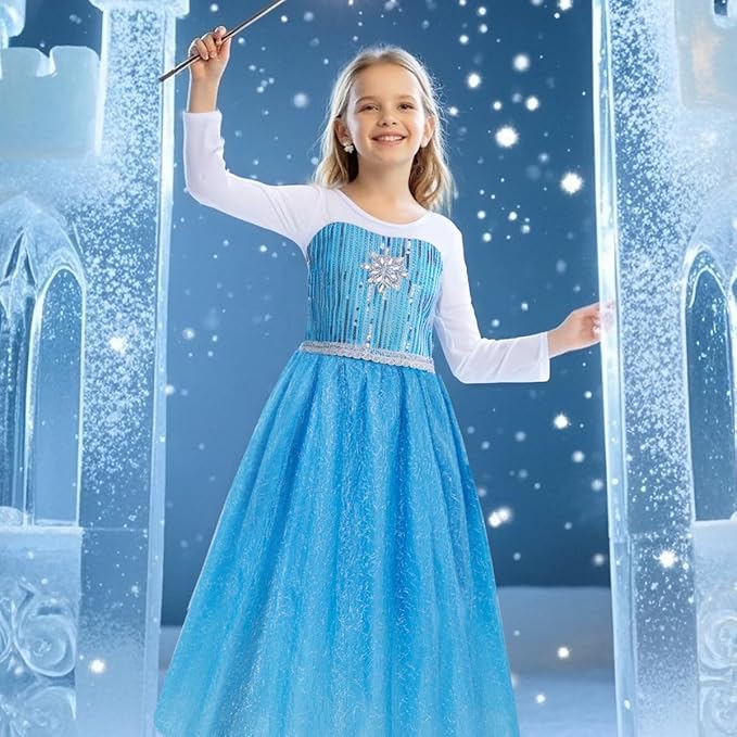 Meland Princess Dress Up for Girls - Light Up Halloween Costume for Girl Age 3-10 Year Role Play,Christmas Birthday Gift Idea