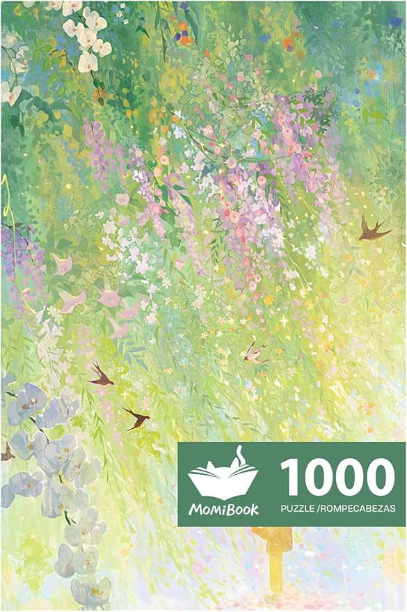 MOMIBOOK 1000 Piece Puzzle for Adults Jigsaw Puzzles of Spring Secret Realm, Twinkle Laminate Painting Image Difficult Challenging Impossible Puzzle Unique Funny Party Christmas Birthday Gifts