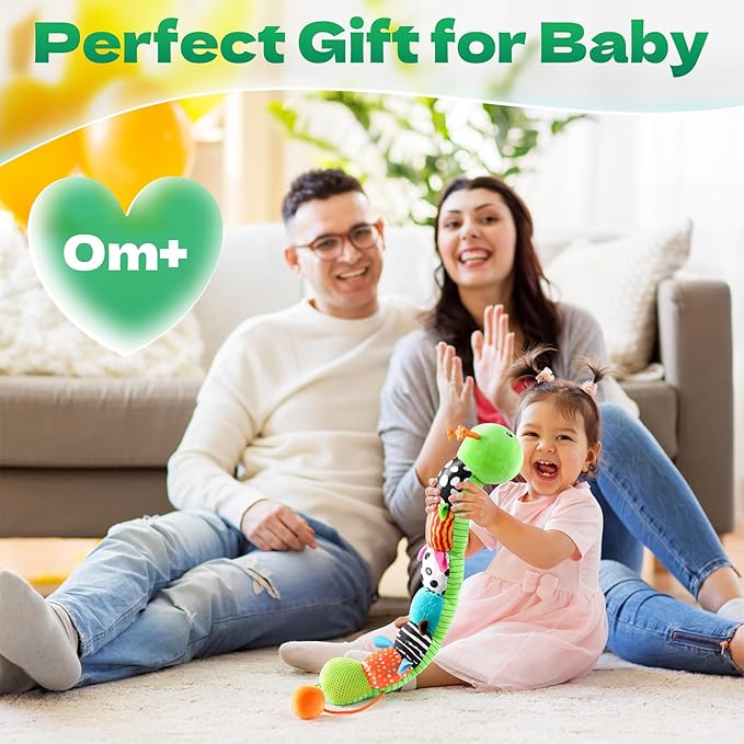 HEMRLY Baby Toys for 0-6 Months, Musical Plush Caterpillar Infant Sensory Toy with Baby Mirror&Crinkle Rattle,Pull String,Teething Toys, Tummy Time Newborn Gifts for 0-3-6-12 Boys Girls - Green Leaf