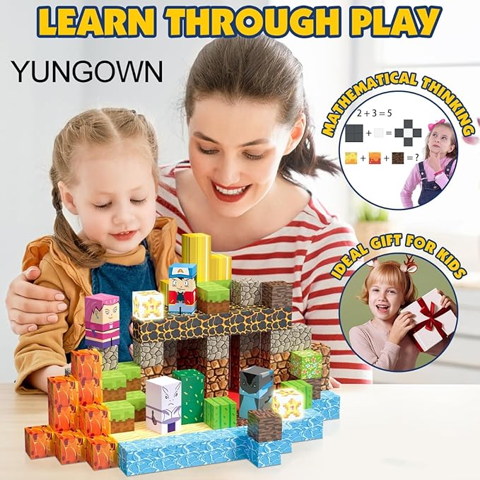 200PCS Magnetic Blocks Building Toys Set, Light Up Build 3D Magnetic Building Blocks for Kids Boys Girls Ages 3+, Magnet Cubes STEM Sensory Christmas Birthday Gift Construction Toys