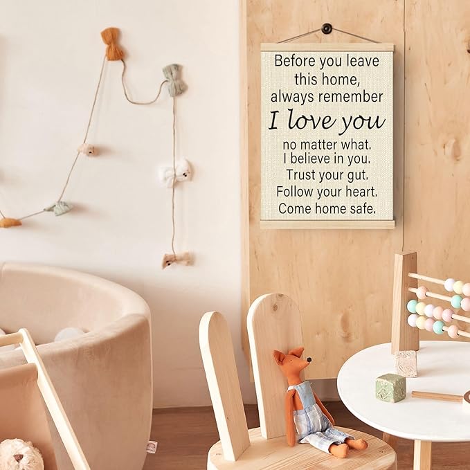 Boat Wades Inspirational Family Poster Hanger Frame For Home,Family Room Decor,Before You Leave This Home Sign Wooden Poster Hangers 12x16 Inch,Love You Bye Sign Wall Art Decor