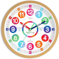Wall Clock for Kids Learning - Teaching Time Wall Clocks Battery Operated Silent Non Ticking - Analog Colorful Clock Decorative for Kids Room Classroom School(8 Inch)