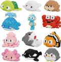 Small Toy Gift,Party Favors for Kids,12 Boxes Marine Animals Micro Mini Building Blocks Set, Birthday Gift for Kids Ages 8-16+