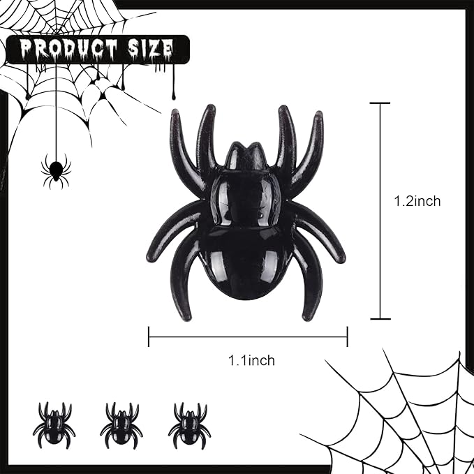 Crazy Night 50Pcs Realistic Spider Toys Halloween Vase Filler Prank Props Mini Acrylic Spider