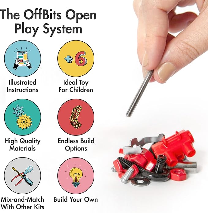 The Off Bits Erector Set: Animal Mini STEM Toys for Kids 6+, Toy Building Sets with Nuts & Bolts, STEM Building Toys Gifts for Boys and Girls (Red Moose)