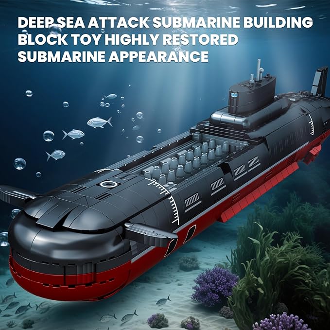 Reobrix Nuclear Submarine Building Sets for Adults, Typhoon-Class Nuclear Submarine Model Kit, History Collectible Decor, Military Toy Gift for Men