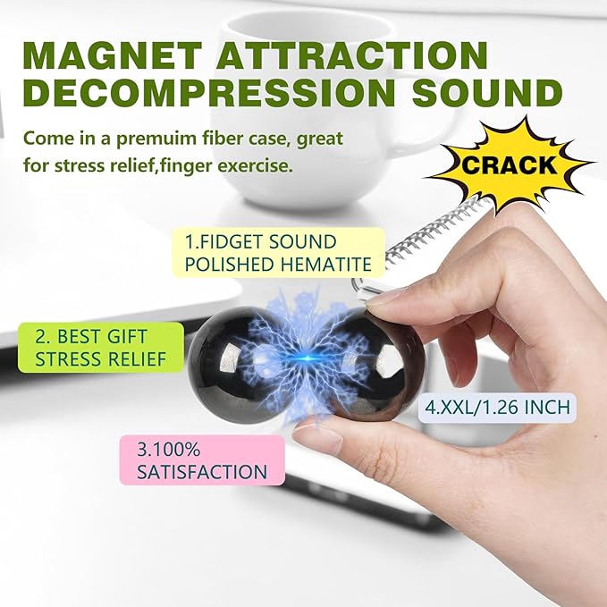 Cool Fidget Magnet Ferrite Putty, Slime Putty Party Favors, Hematite Magnetic Stones Eggs with 1.26 inch Magnet Balls, Anti Anxiety Desk Toy, Stress Relief EDC Toy Atuism Science Kit Gift Pink