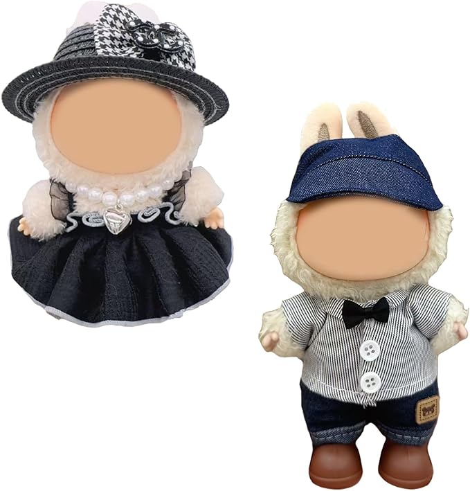 Clothes for 17cm Doll (No Doll)- 2 Sets Premium Handmade Clothes for LBB Dolls, Adjustable Kawaii Outfits for 17cm Collectibles | Stylish Fashion for Play Display Holidays