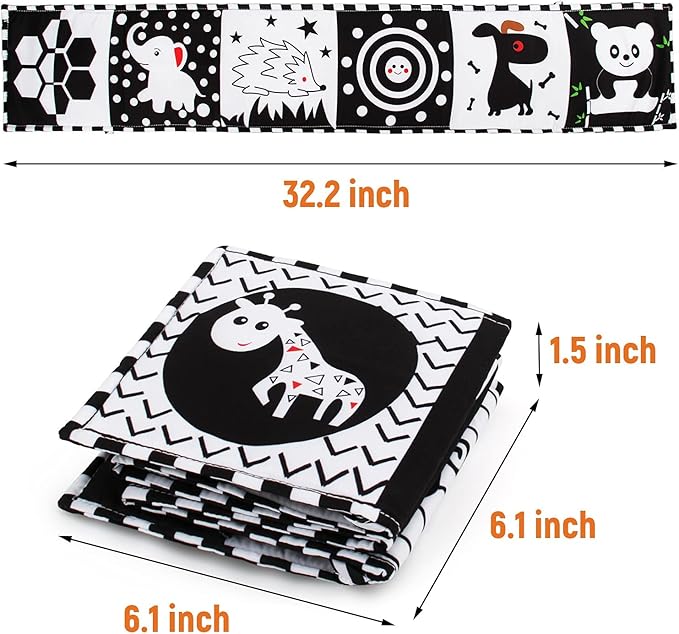 teytoy Baby Toys 0-6 Months, Black and White High Contrast Sensory Newborn Toys, Baby Soft Book for Early Education, Infant Tummy Time Toys, Baby Newborn Essentials Must Haves