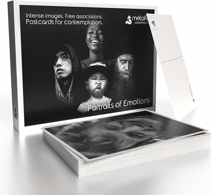 metaFox deep Pictures “Portraits of Emotions” – 52 Black and White Coaching Cards for Emotional Awareness, Therapy Tools for Teens and Adults, Visual Reflection Deck for Counselors and Facilitators