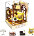 CUTEROOM DIY Doll House Miniature Furniture Wooden House Kit with Dust Cover & LED Light and Accessories-Leisure Moment