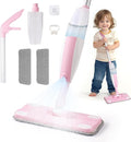 Kids Spray Mop Pink, Real Working Water-Spraying Toy, Montessori Mini Mop with 2 Microfiber Washable Pads, Toddler Cleaning Set for Floor, Christmas Birthday Gifts for Age 3 4 5 6 7 8