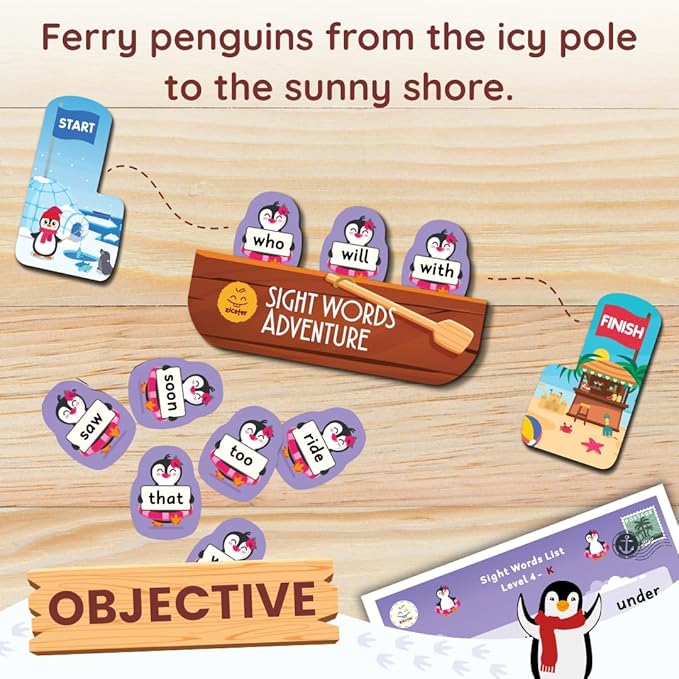Sight Words Adventure Game | 300 High-Frequency Words for Pre-K to Grade 2 | Sight Word Flash Cards | Preschool Learning Activities | Classroom Must Haves | Kids Ages 3–6 | Up to 4 Players