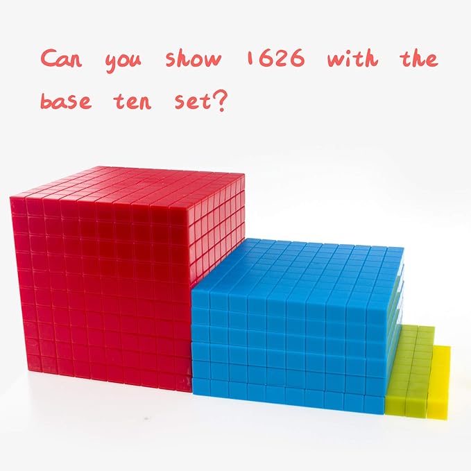 Base Ten Blocks Set - 121PCs Base 10 Set Learning Math Manipulative Teach Kids Volume, Place Value and Number Concepts for Early Counting Math in School or Home