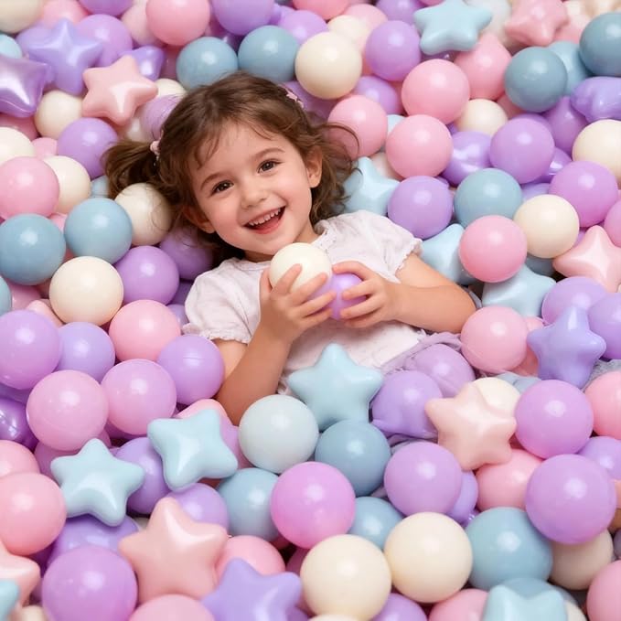 GOGOSO Ball Pit Balls for Toddlers Phthalate-Free BPA-Free Non-Toxic Crush Proof Soft Plastic Play Balls Baby Kids Shape Tent Pool Playhouse Playpen Party Decor, Pink+Purple+Blue,200PCS