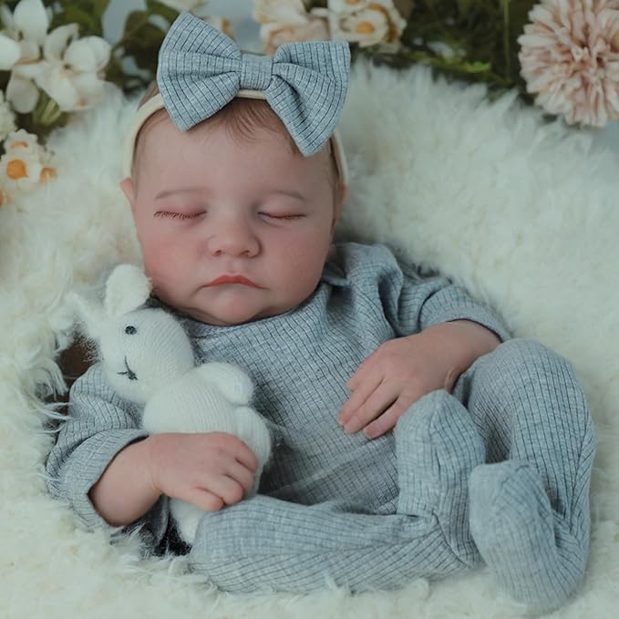 SCOM Realistic Reborn Baby Dolls - 18 Inch Real Life Baby Girl, Silicone Doll with Anatomically Correct, Lifelike Newborn Weighted Baby with Full Body Vinyl for Kids Age 3 4 5 6+ Gift