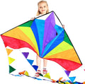 HONBO Large Delta Kite for Kids & Adults,Extremely Easy to Fly Kite for Beach Trip,String Line Included,with Colorful Tail,Perfect for Beginners