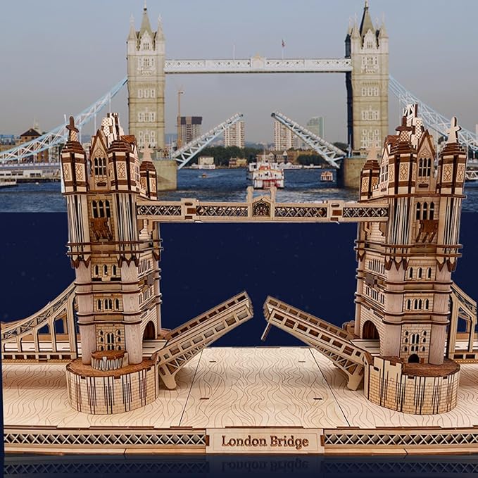 3D Wooden Puzzles for Adults, 3D Puzzle London Tower Bridge Model Kit for Adults, Led Light DIY Games Gift on Birthday Christmas, Building 3D Puzzle