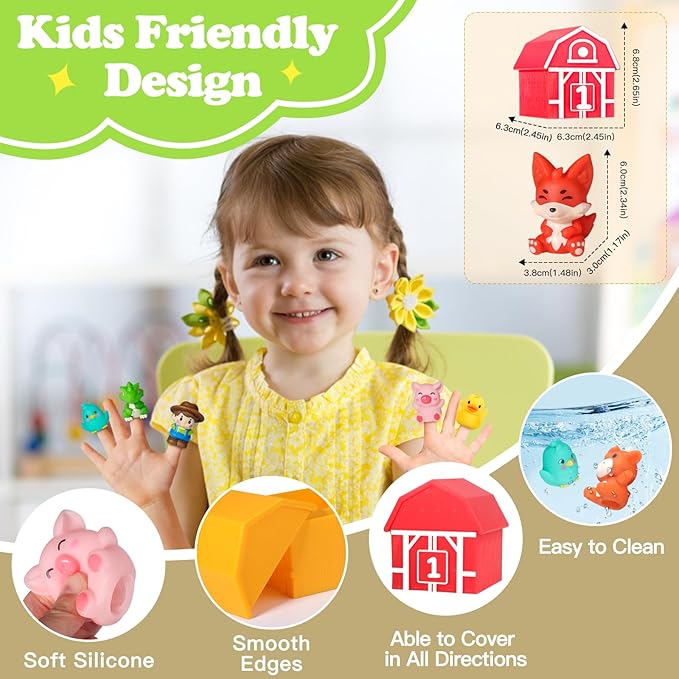 Oriate Learning Farm Animals for Toddlers 1-3, 20Pcs Farm Animals Barn Toy Montessori Counting, Matching & Sorting Fine Motor Games, Birthday Easter Gift for Baby Boys Girls Age 12M+