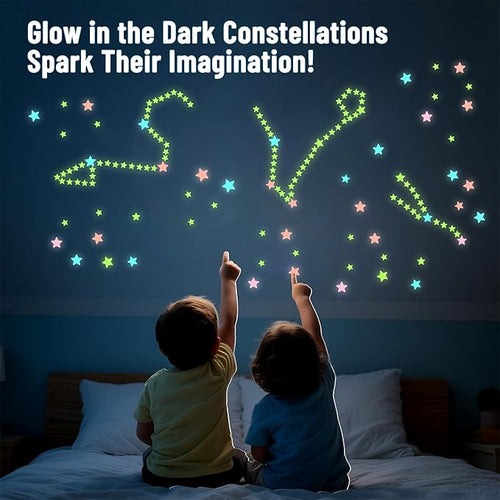 302 Pcs Glow in The Dark Stars Stickers for Ceiling Colorful Luminous Ceiling Stars Glow in The Dark,Adhesive Star Stickers Wall Decor,Perfect for Kids Room,Birthday Gifts Christmas Stocking Stuffers