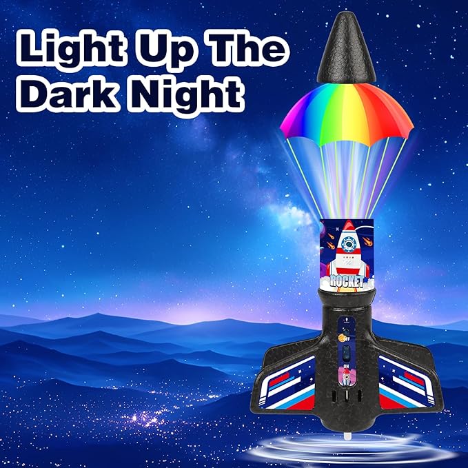 Aitey Rocket Launcher for Kids Gifts - Model Rocket Toys for Boys Age 8-12 Self Launching Rockets with Parachute Safely Land Up to 200 FT Christmas Birthday Gift