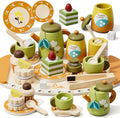 Timber Lulu Tea Sets for Toddlers 3-5, Wooden Play Food Set for Kids, Forest Tea Party Pretend Play for Toddlers 3-5, 4 Year Old Girl Birthday Gifts, Kids Kitchen Accessories