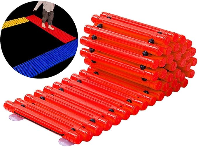 Balance Path Board Balance Block Space Saving Stable Non Slip Edging Kindergarten Balance Trail for Outdoor Indoor, red